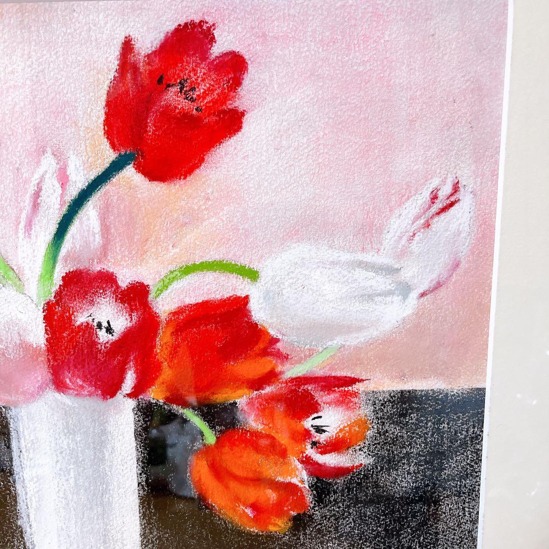 【真作】 斎藤光子　パステル画　額装　箱あり