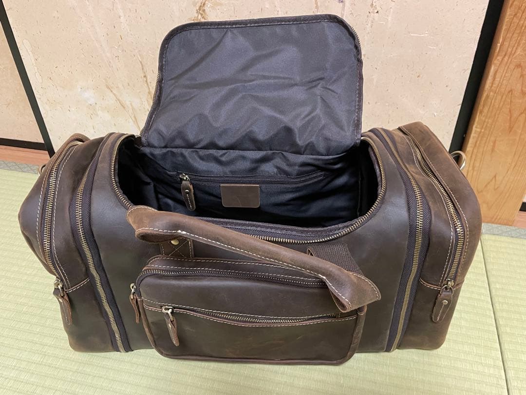 【新品未使用】LANNSYNE ダッフル（ボストン）バッグ 拡張可能 本革レザー