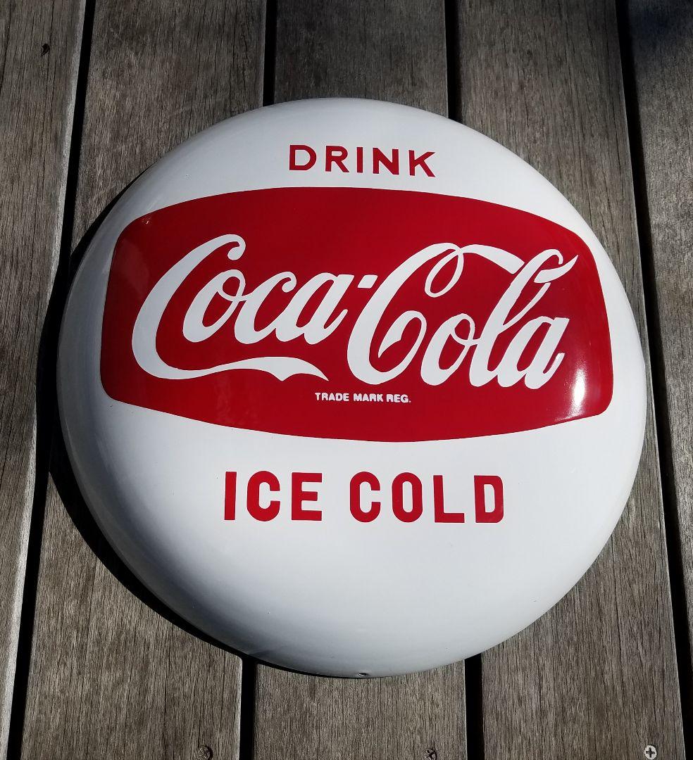 コカ・コーラ　丸型ホーロー看板 ボタンサイン　Coca Cola 昭和レトロ