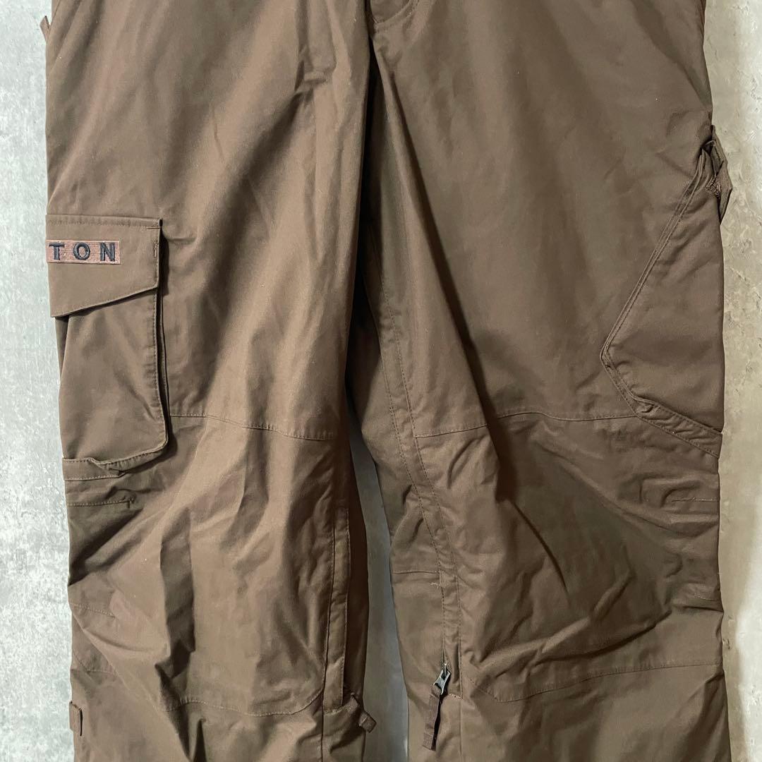 burtonバートンスキーパンツスノーボードウェアズボン下茶色ブラウン刺繍ロゴ