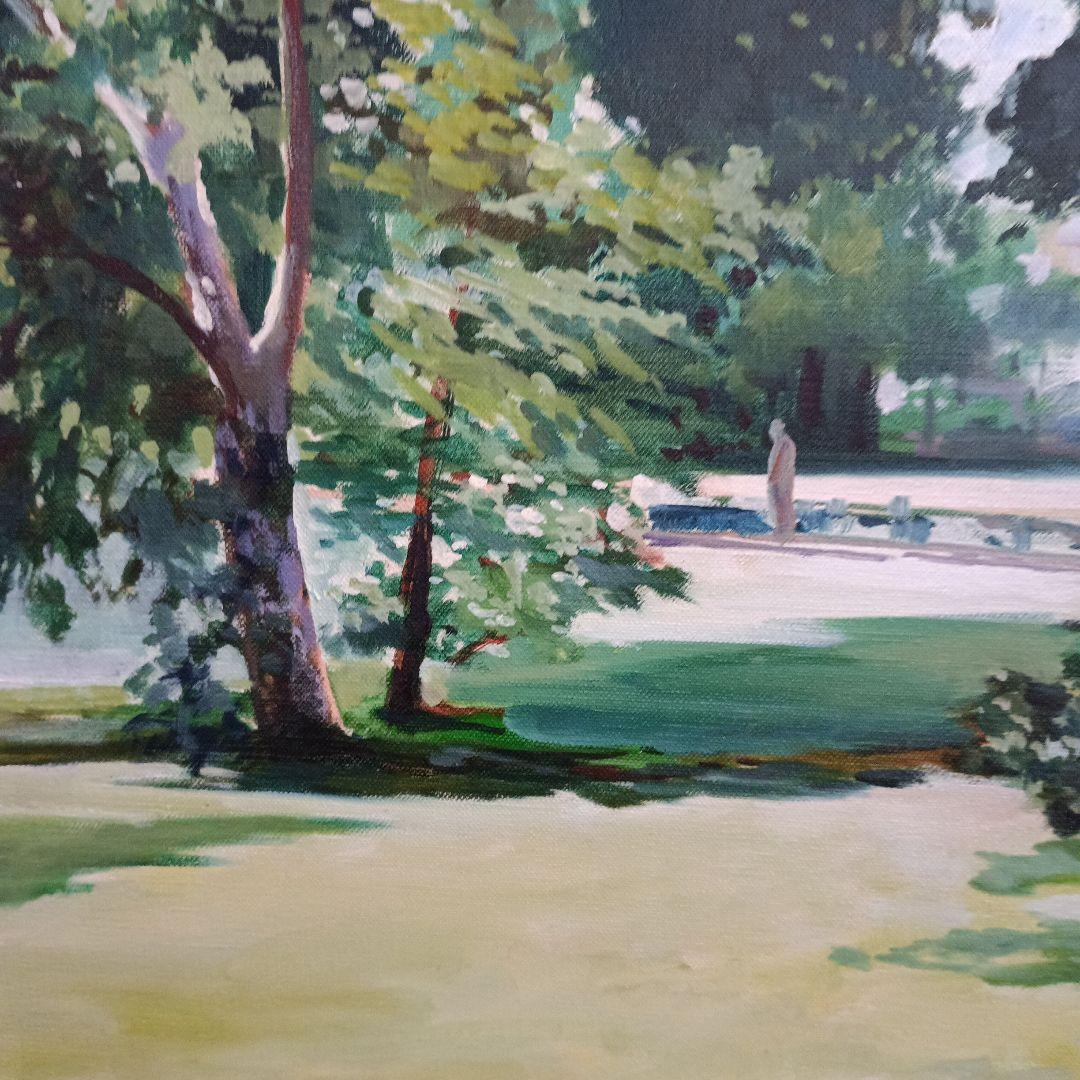 檜山健三　公園　8号油彩　茨城の物故大家　激安