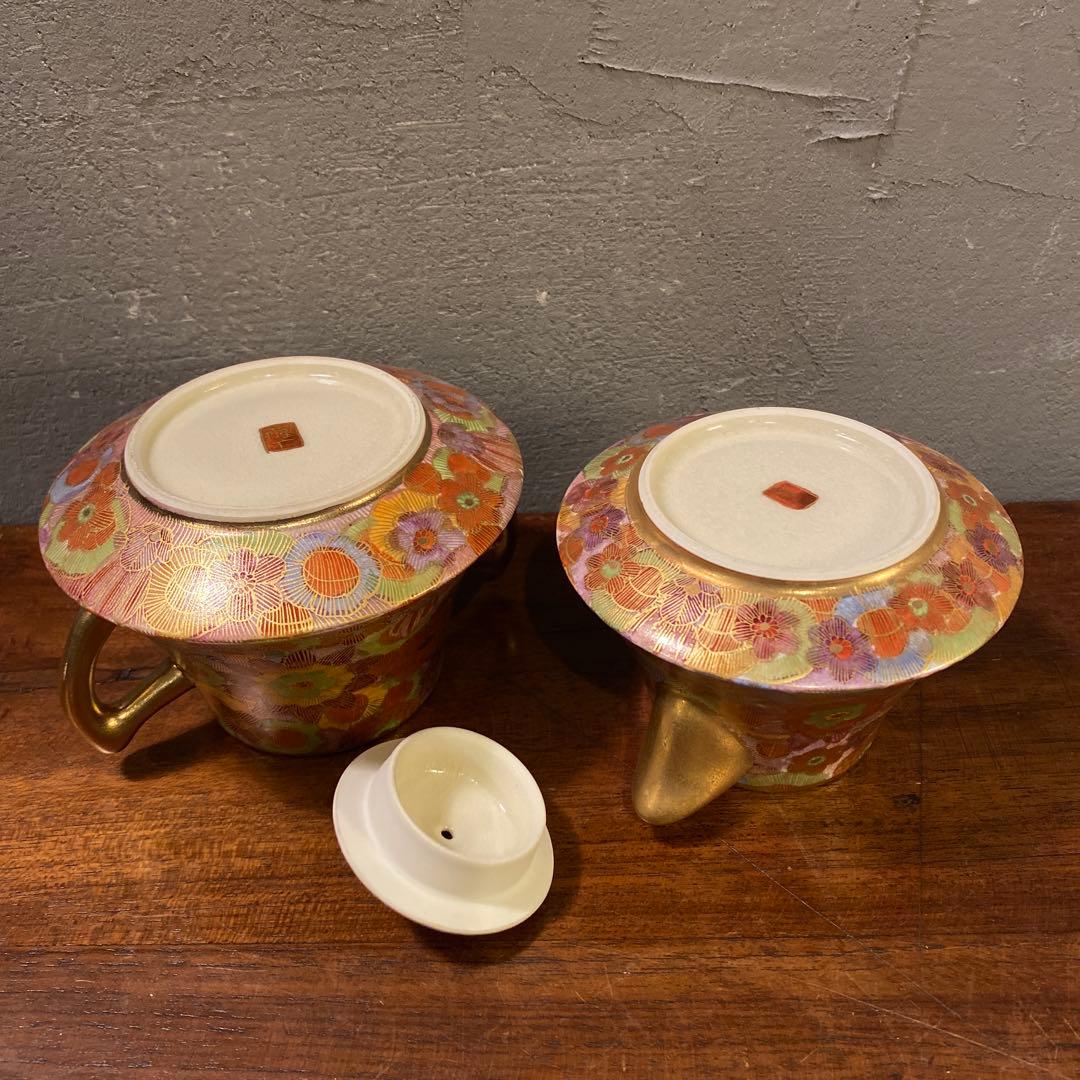 薩摩焼 明治 アンティーク 金蘭手まとめ売り カップ&ソーサー 骨董品 蔵出し