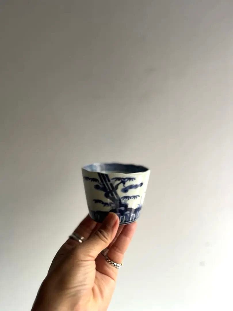 【かいわれ様リクエスト】496 骨董 古伊万里 染付 蕎麦猪口 ❶ 2点