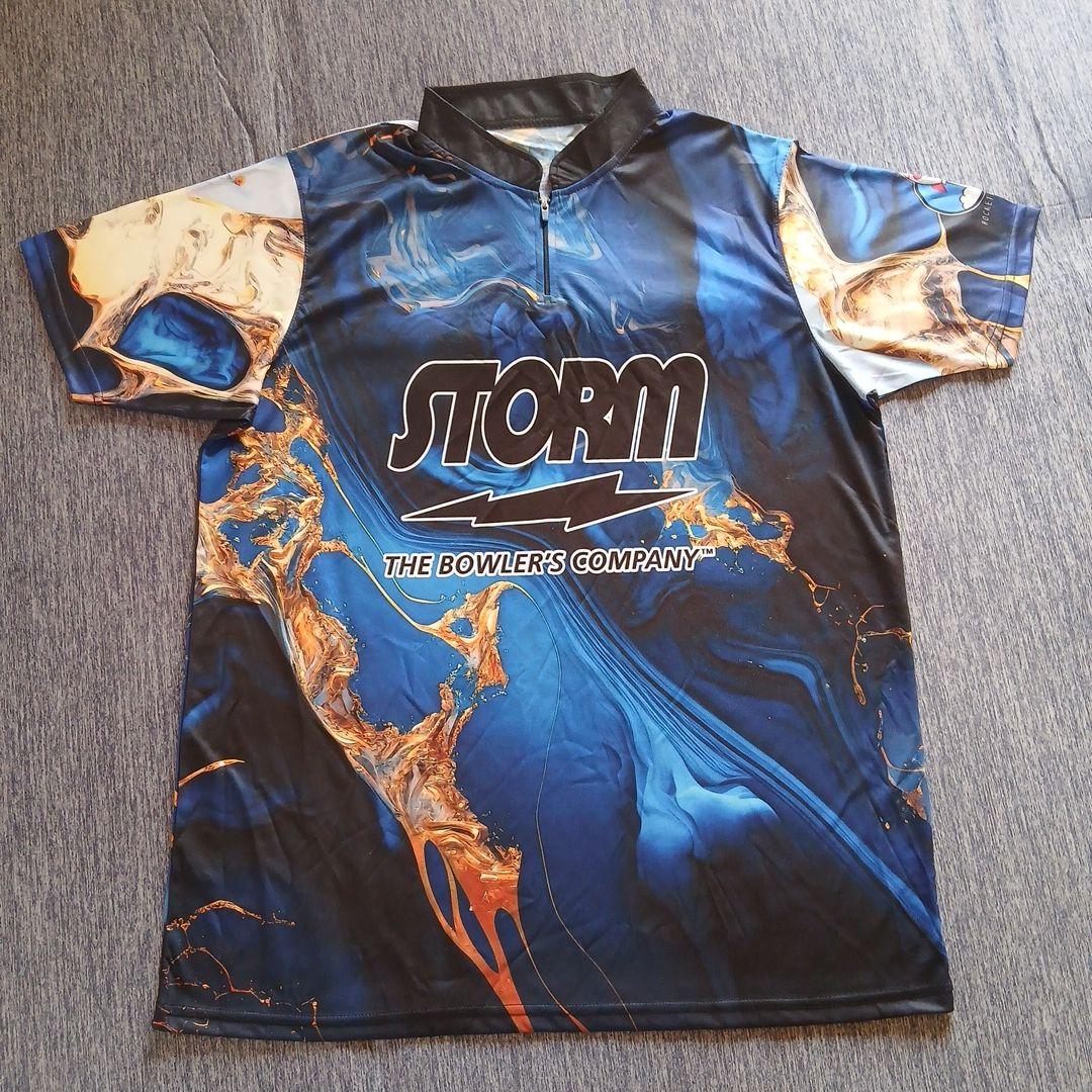 ✨新品✨ボウリングウェア　STORM　【2XL】　ブルー　マーブル　大きいサイズ