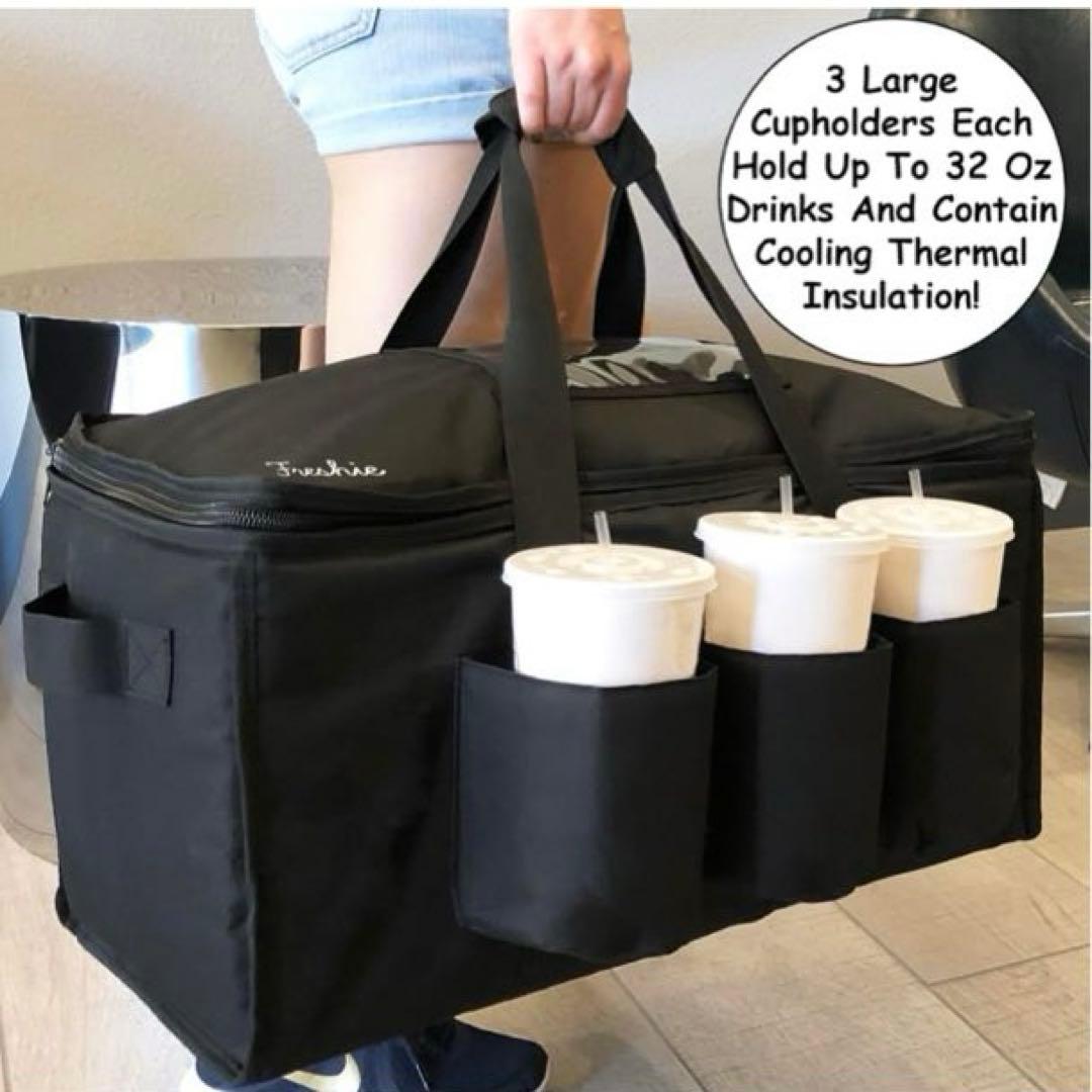 断熱フードデリバリーバッグ カップホルダー/ドリンクキャリア付き