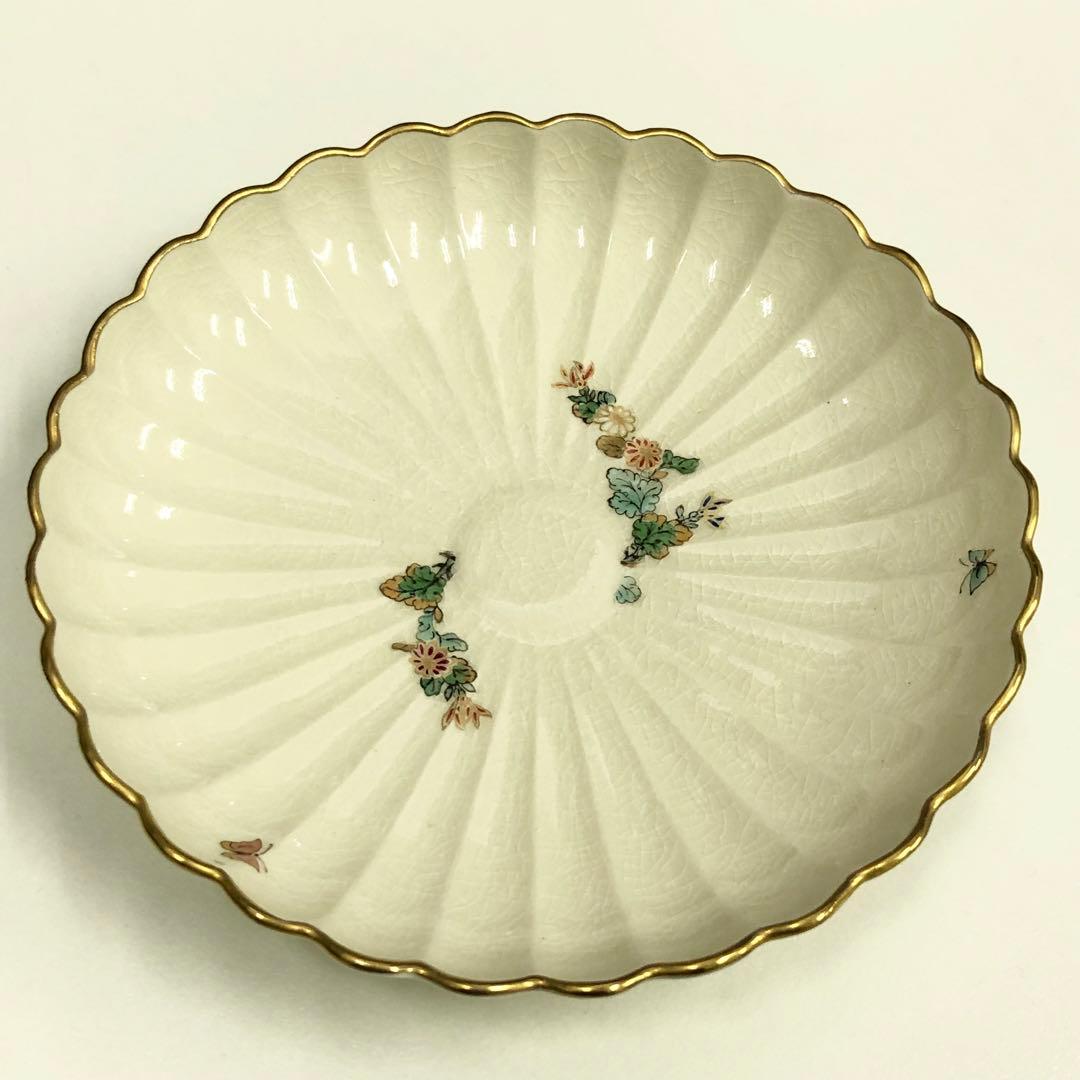 【95】沈壽官窯 白薩摩菊脚皿 菊 薩摩焼 小皿 ４枚 美品