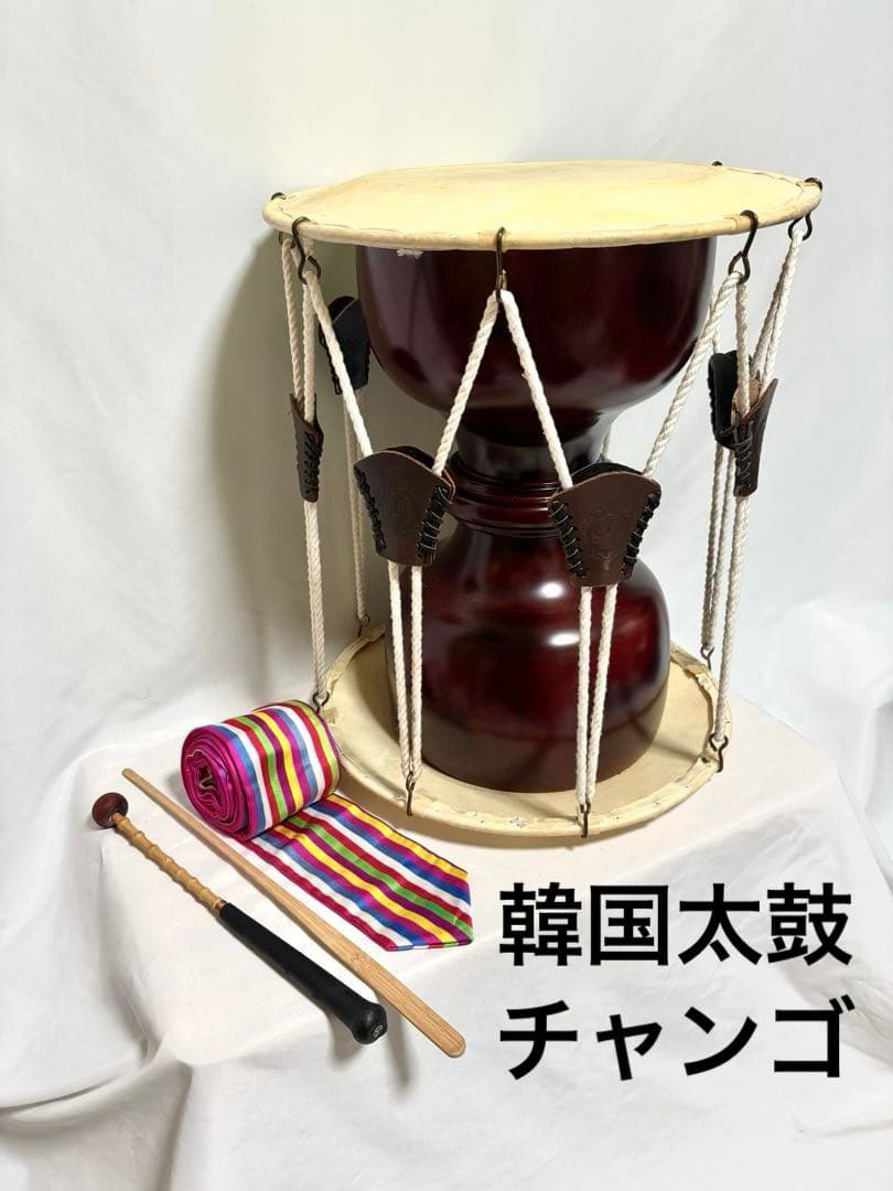 韓国太鼓 チャンゴ/チャング バチ、ケース付