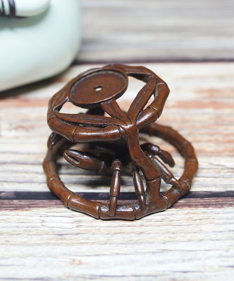 銅 細工 蟹籠 蓋置 蓋託 茶寵 倒流香 香塔 香道具 茶道具 装飾品工芸品置物