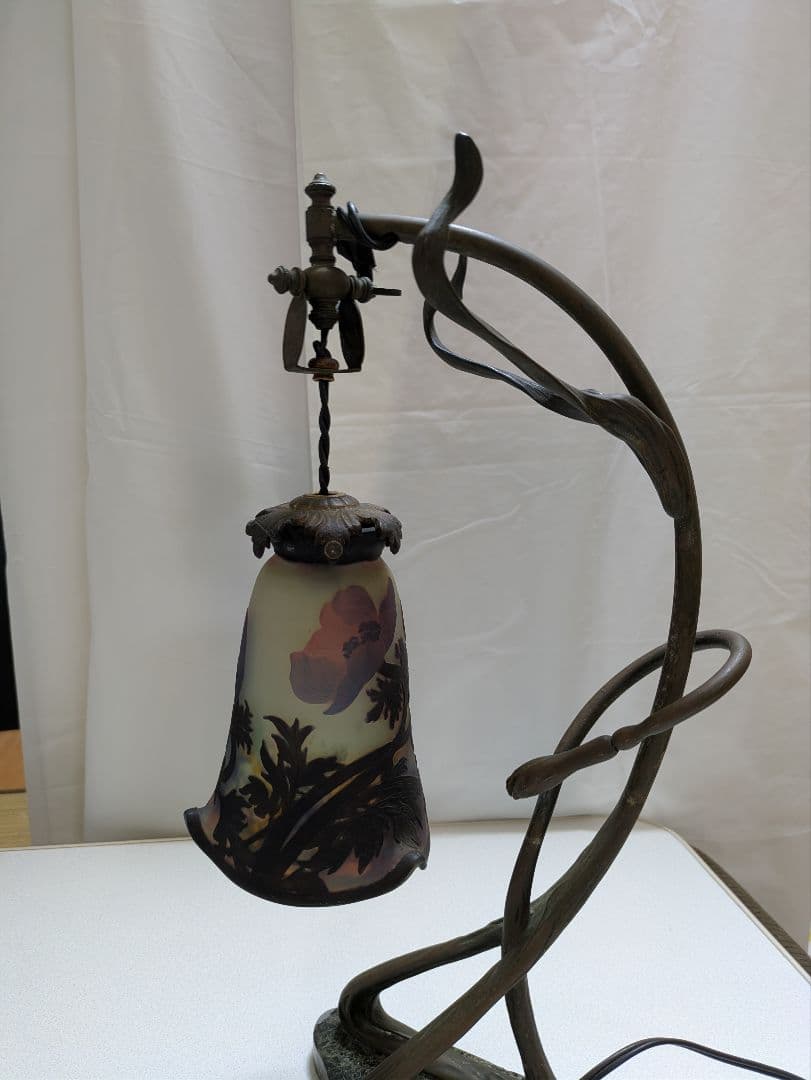 ミューラー 西洋アンティークアールヌーボーテーブルランプ アネモネの花モチーフ