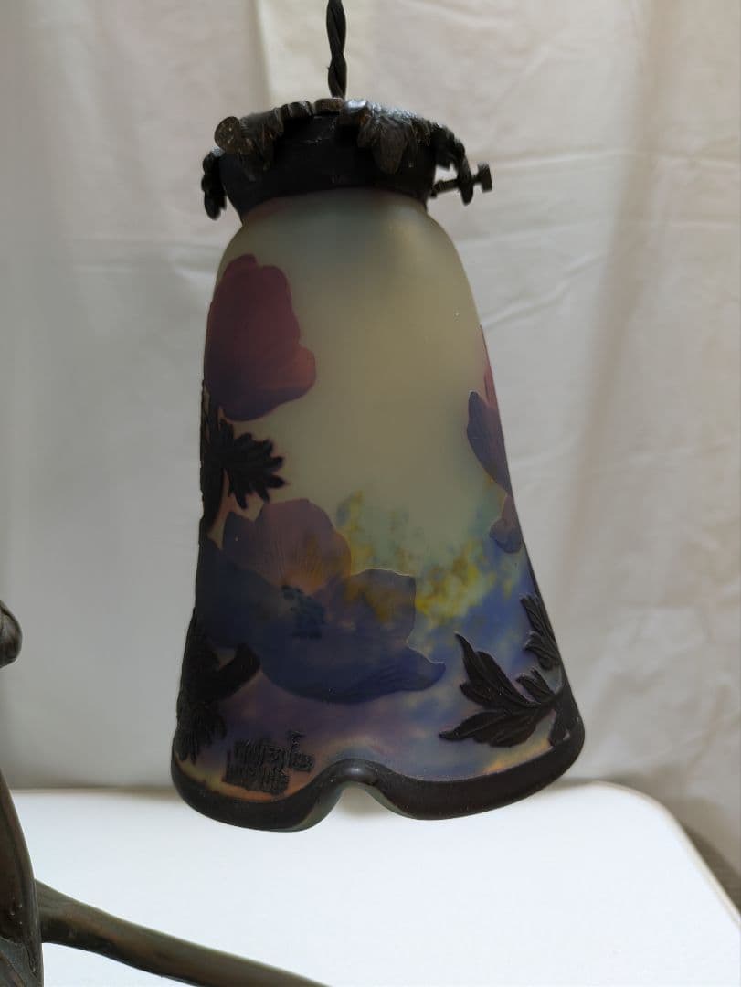 ミューラー 西洋アンティークアールヌーボーテーブルランプ アネモネの花モチーフ