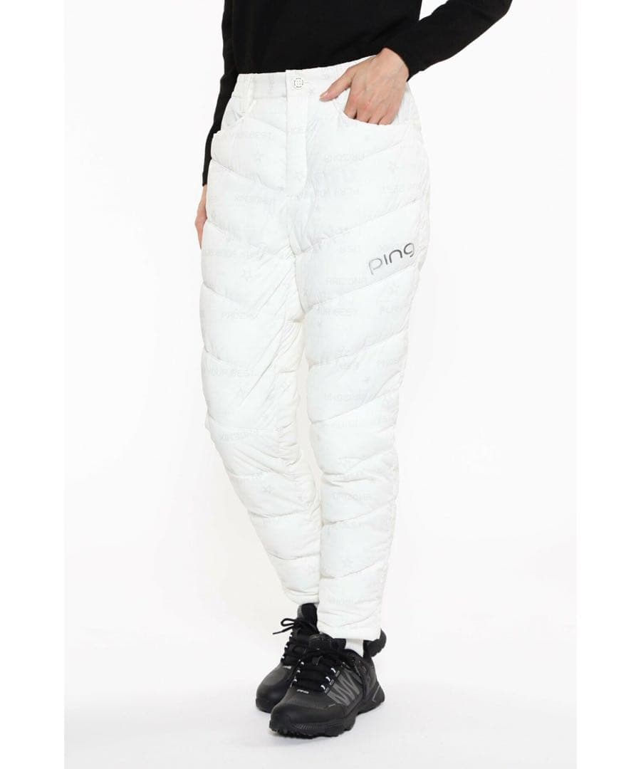 新品上下セットping 防寒レディースホワイトダウンジャケット＆パンツ
