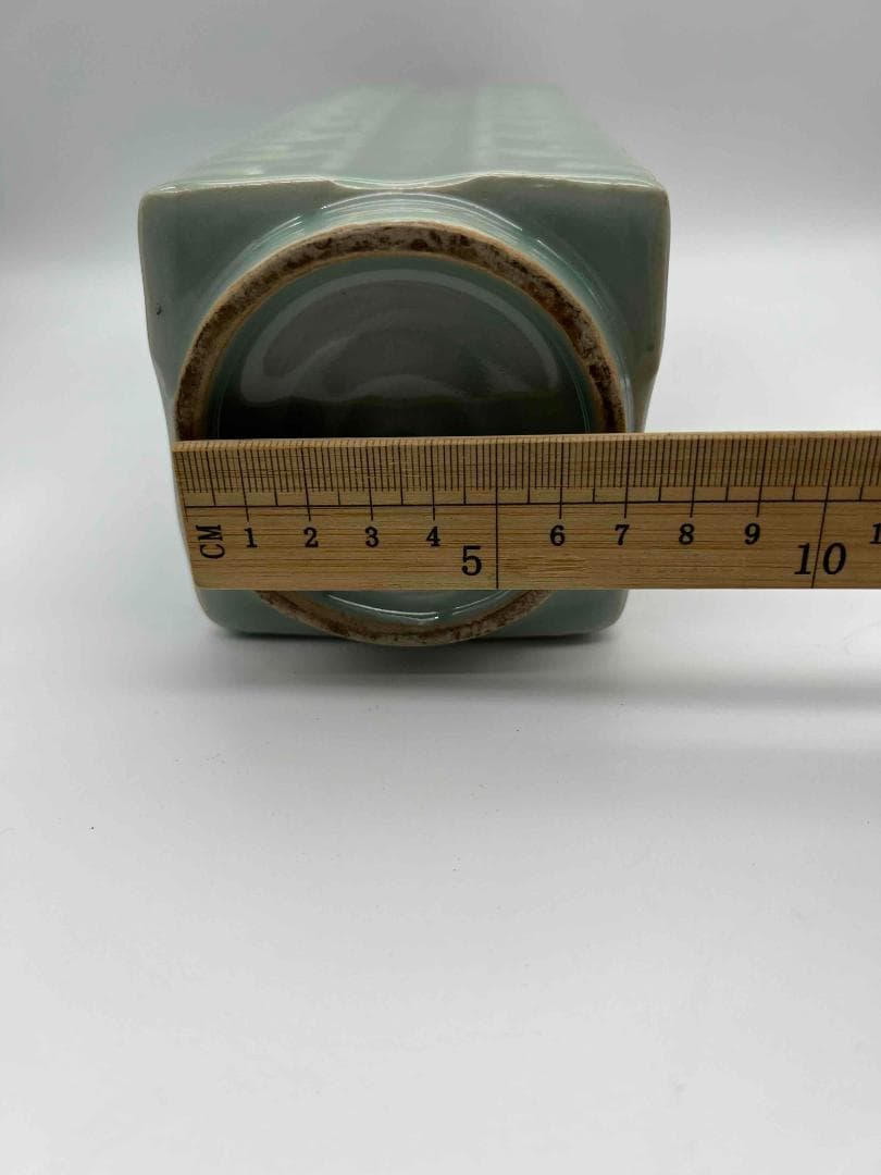 宋時代　青磁琮式瓶　汝官窯　龍泉窯　花入　茶道具　香道具(E-77)