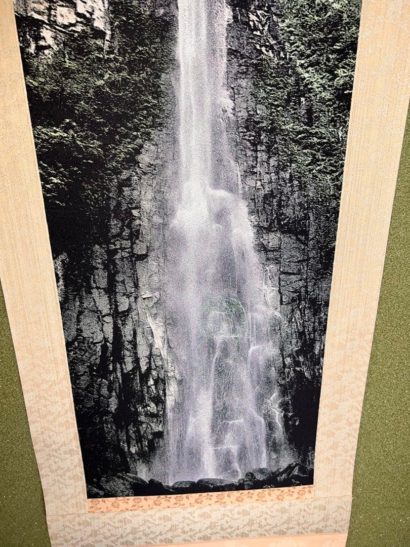 130 西陣織 那智山 青岸渡寺織絵「那智の滝 観音出現図」太巻付 共箱