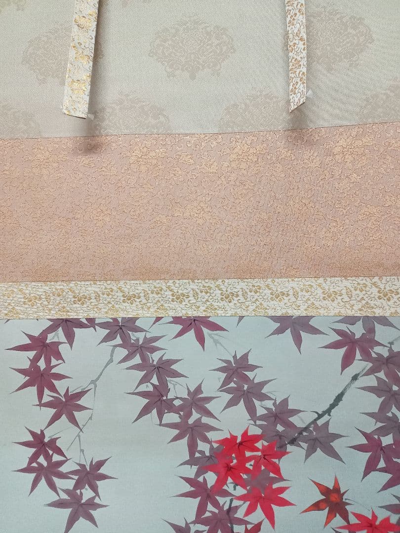 井上　秀城　紅葉　鳥　日本画　掛軸