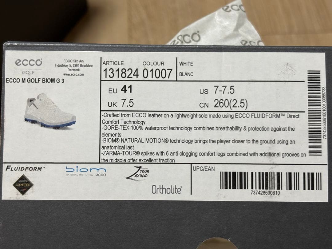 【prin】【未使用】ECCO ゴルフシューズ　ホワイト 26.5センチ