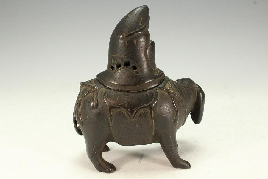 中国美術 古銅 象上達磨大師 香炉(K-XA806)