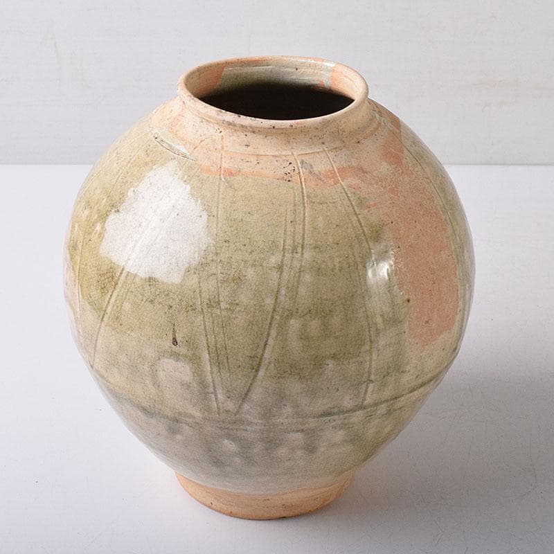 タイ古陶磁　スンコロク　宋胡録　刻線文壷　C　R8477H