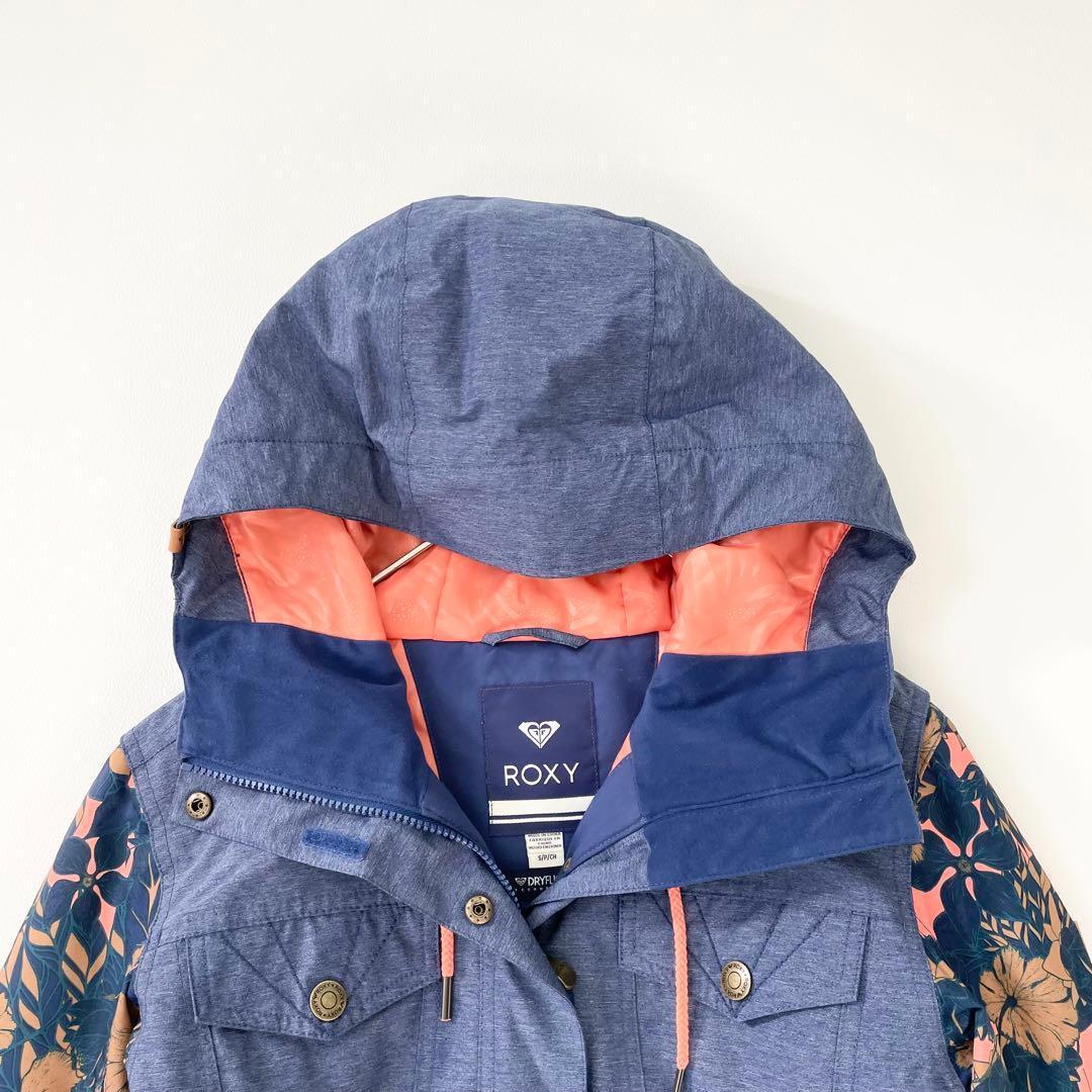 4456 【極美品】ロキシー ROXY ジャケット スノボウェア 花柄 ネイビー