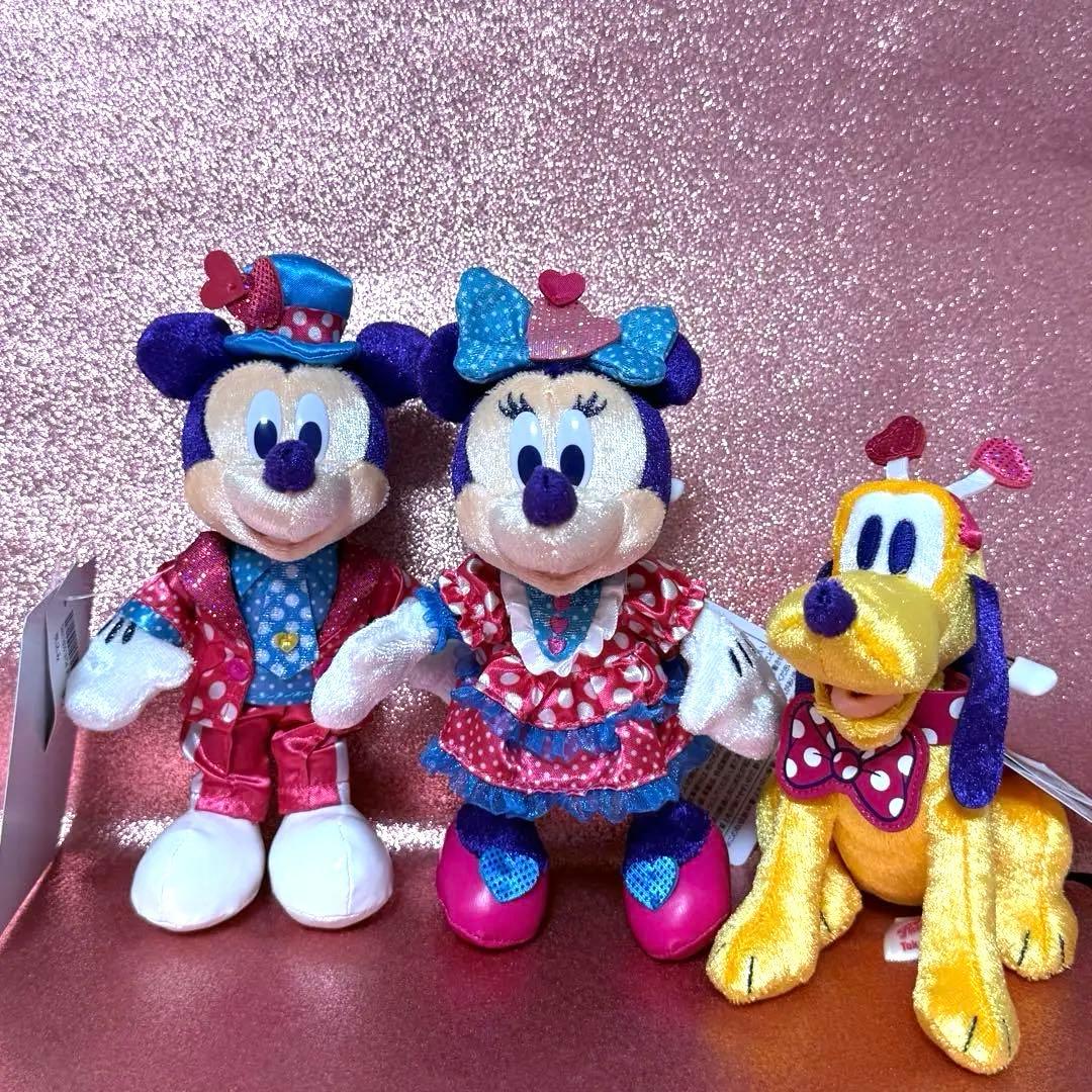3体セット ミニパル ぬいぐるみバッジ ミッキー ミニー プルート