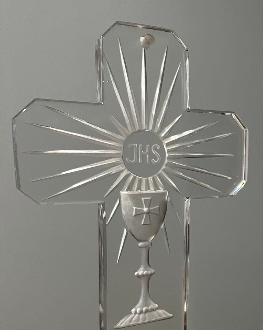 BACCARATバカラ/※極希少型 美品　キリスト クロス十字架　壁掛け聖水盤