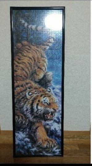 ジグソーパズル完成品(白虎、虎)2点セットフレーム付き
