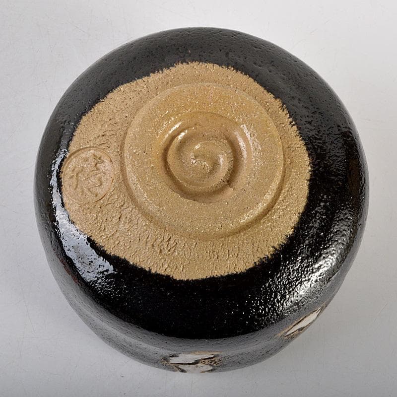 茶道具　木津喜楽造　六瓢文　黒楽茶碗　前大徳　柳生紹尚書付　共箱　V　6561