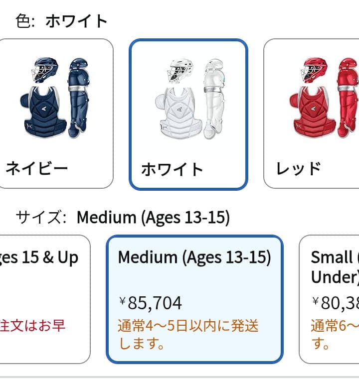 新品 イーストン キャッチャー防具一式