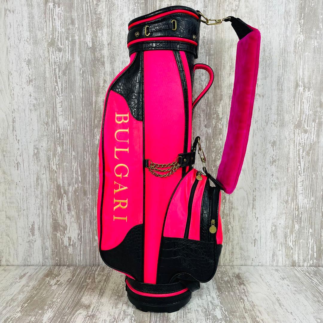 【希少品】BVLGARI ブルガリ キャディバッグ 型押し ロゴ刺繍 ピンク