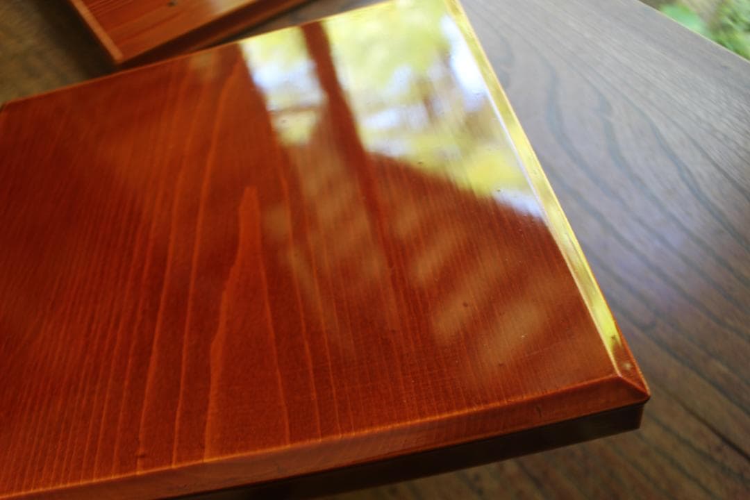 デッドストック！春慶塗の入れ子四方折敷大中小セット（検懐石盆お盆お膳