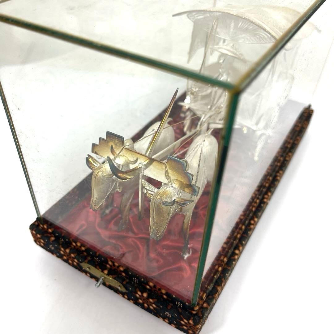 【希少】ヴィンテージ工芸品< 牛車と牛　銀線細工>シルバー925