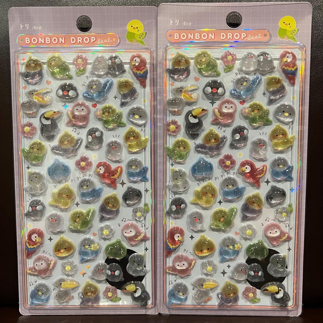 【レア】ボンボンドロップシール　インコ　ペリカン　文鳥　小鳥　鳥
