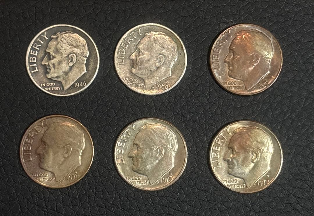 1946 .60 .70 .74 .75 .77dルーズベルトダイム　6枚SET
