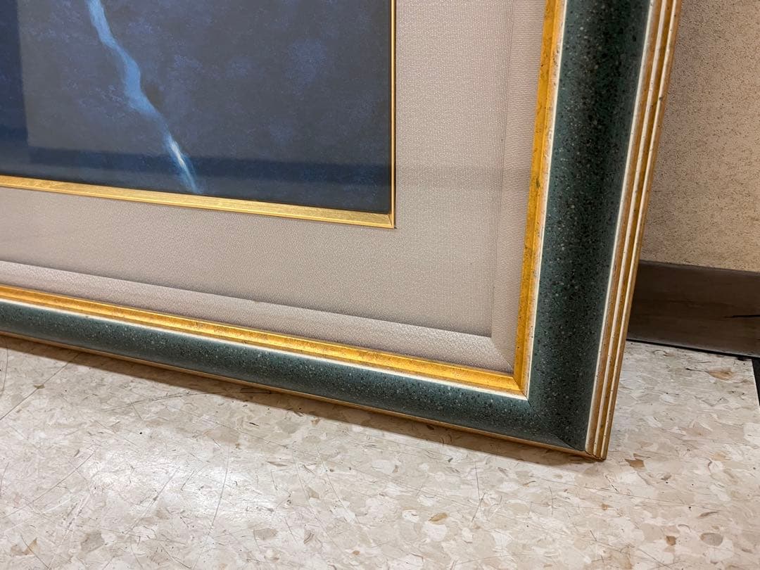 東山魁夷【夕静寂】朱印 額装付 希少