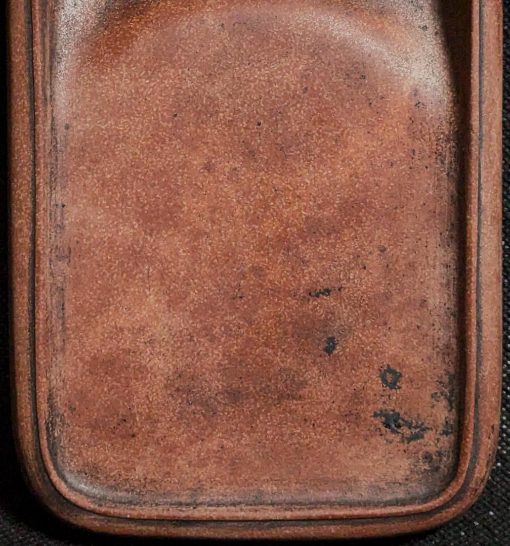 【澄泥硯　蝦頭紅の美石】◆蘇州霊巌山の自然石◆約六吋◆唐木塗箱入◆磨墨溌墨佳