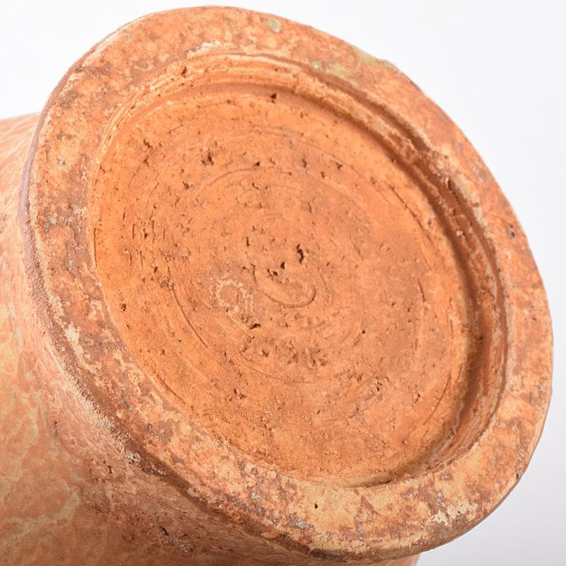 中国　自然釉　人物四耳壷　V　R7644