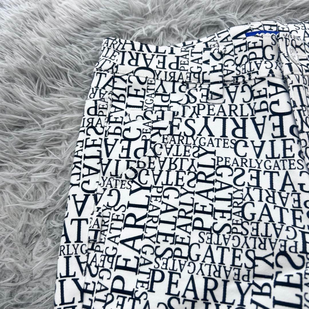 新品　パーリーゲイツ　パンツ　ストレッチ　秋冬　総柄　ホワイト　サイズ0