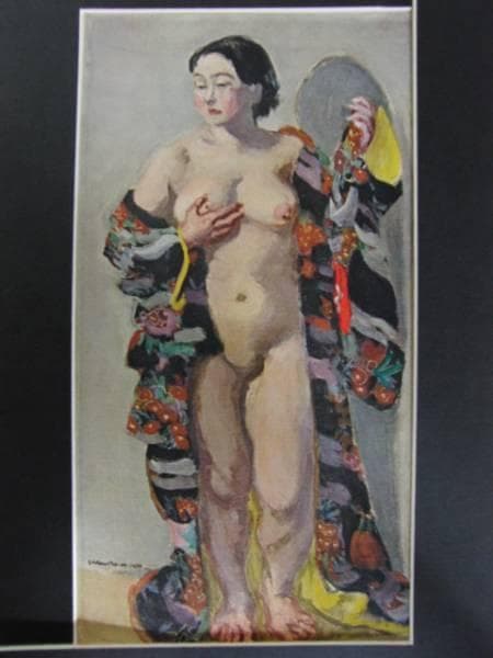 宮本三郎、脱衣、額装用画集の一部、希少、新品額付