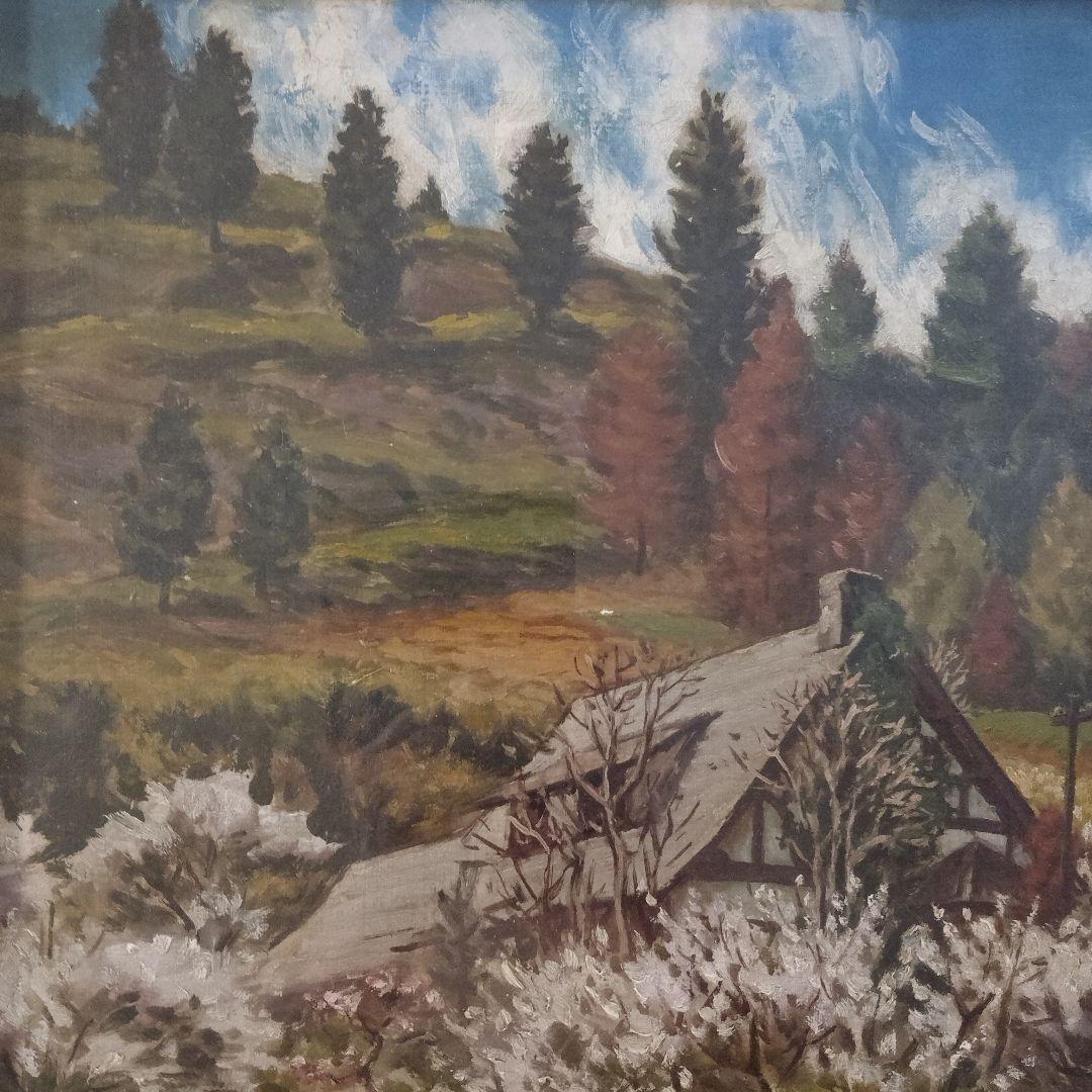 佐々木英夫（日本山林美術協会名誉会長）油彩画15号『早春の山里』1947年製作