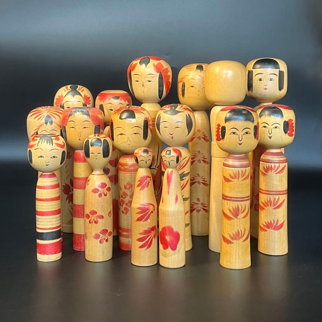 伝統こけし16本まとめ売り 戦前小野寺重一煤孫実太郎他 東北ロット 郷土玩具