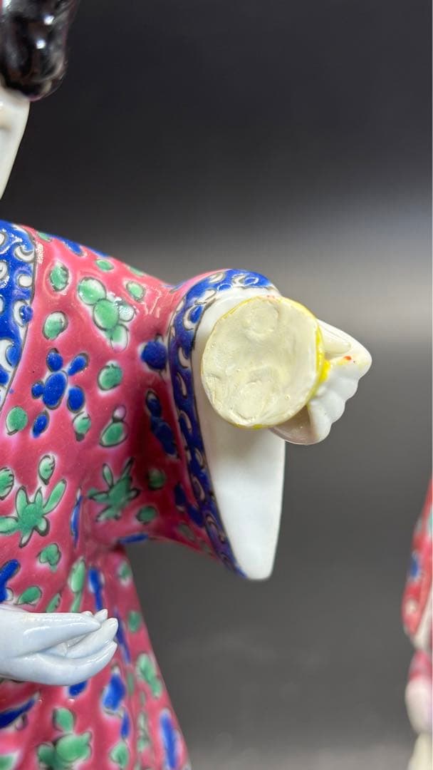 中国美術 古玩 色絵陶人形 陶器人形 高さ約25cm 置物 オブジェ 古董品