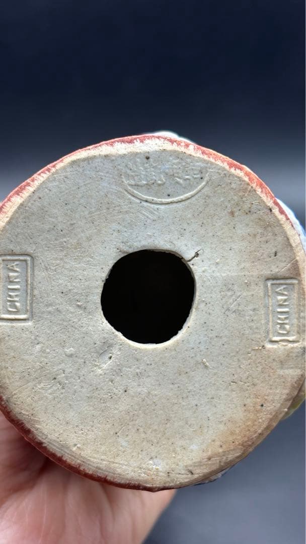 中国美術 古玩 色絵陶人形 陶器人形 高さ約25cm 置物 オブジェ 古董品