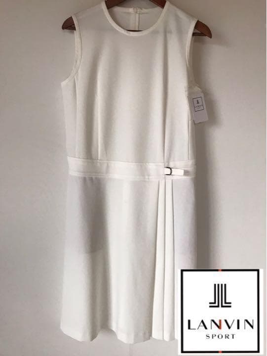 定価58300円【新品】レディース38ランバンスポール ポンチ素材ワンピース白