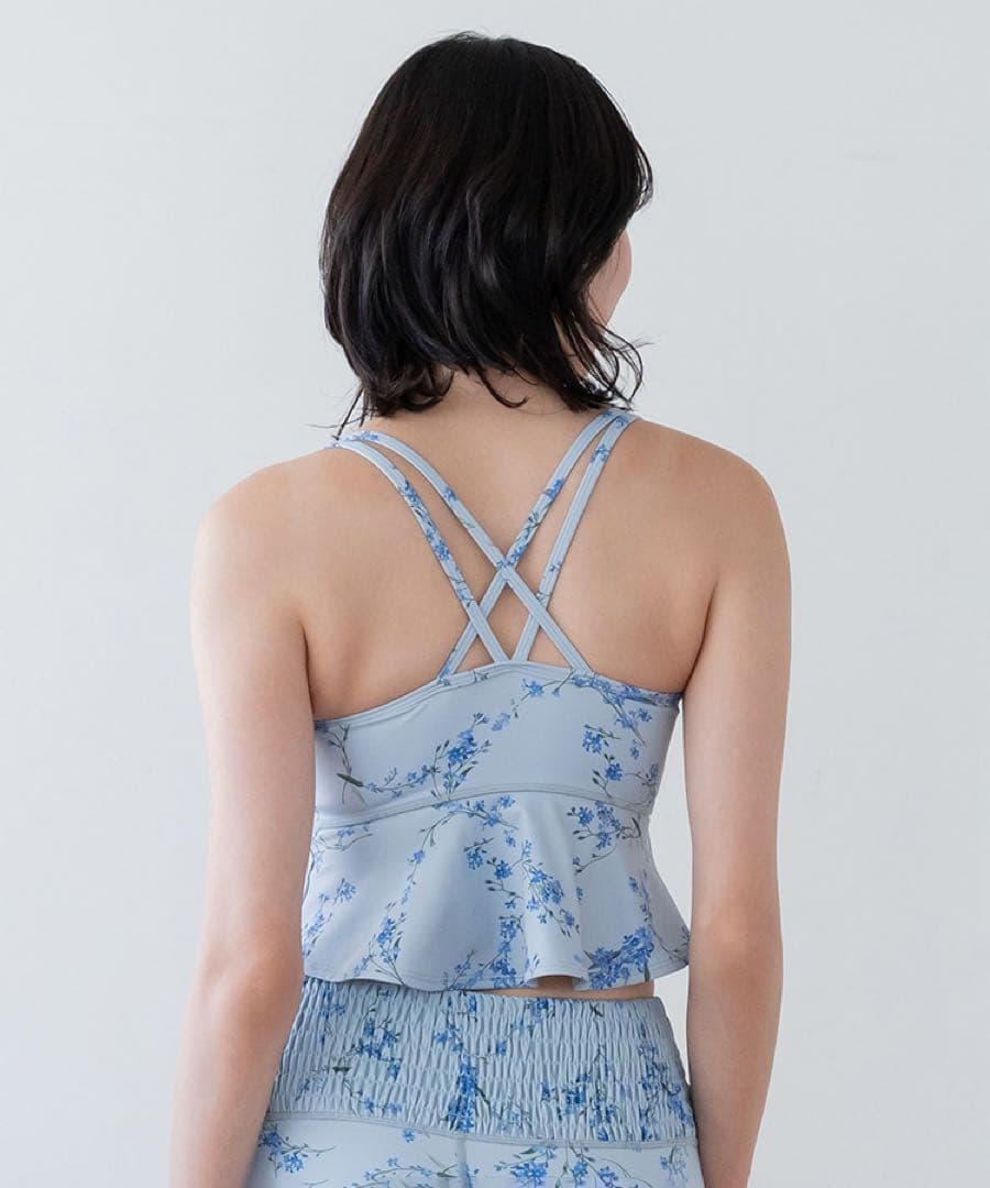 新品タグ付き　SUKALAスプリングフラワーフレアブラトップMサイズ 忘れな草