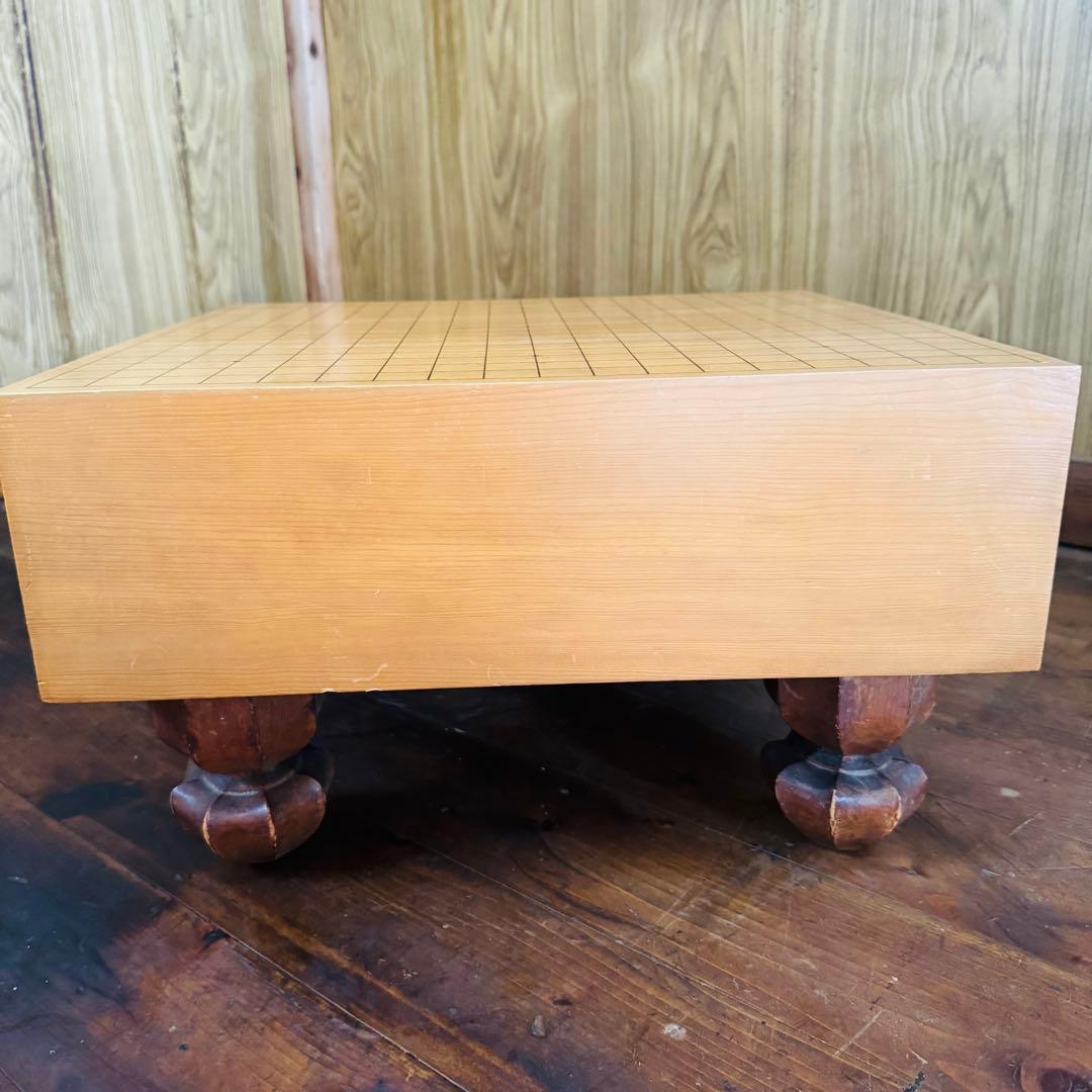 本榧　柾目　天地柾　4寸6分碁盤＋実用40号＋那智黒石＋碁笥＋桐製カバー