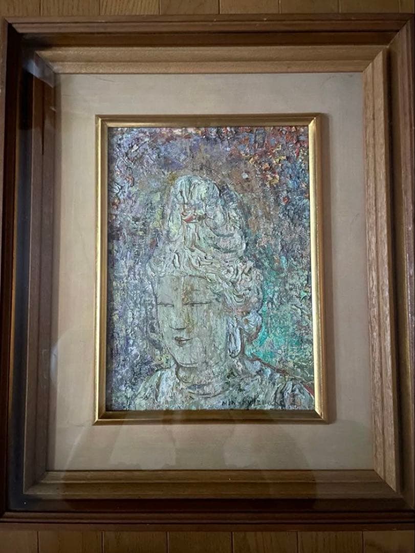 出岡実 「平安の夢」 F4 菩薩　仏画春陽会会員 安井賞展出品　仏教　油彩