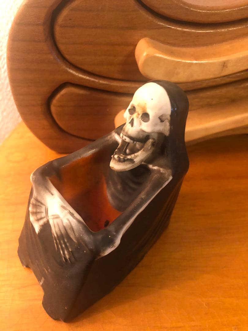 ビンテージ　髑髏　骸骨　スカル　死神　灰皿　レトロ　grim reaper