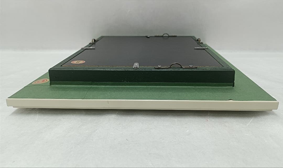 額装／ニチガク　油絵　直筆「夕暮れの漁港」サインあり