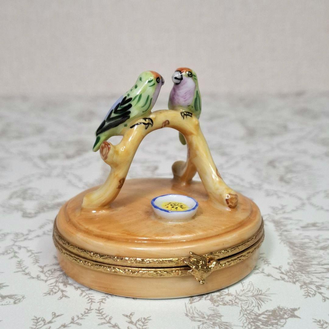 ★なかよし★ リモージュボックス インコ 鳥 夫婦 恋人