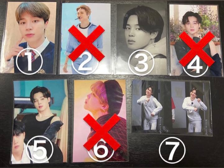 ジミン　①〜⑦   ❌②④⑥ ポストカードサイズフォト