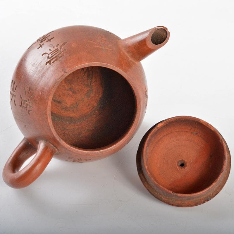 ドラ公式アカウント　紫砂　朱泥　漢詩文　急須　茶壷　在銘　M　R6034